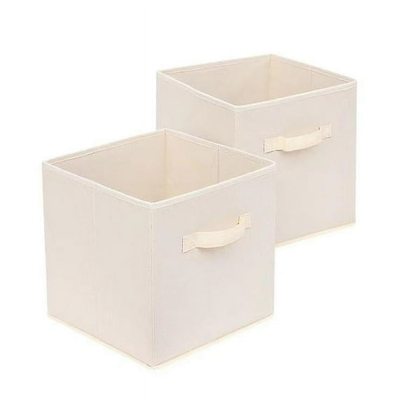 set Of 2 Folding Storage Cubes, Beige
