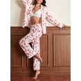 thumbnail image 5 of Biezeib Women's 2 Piece Pajama Set Long Sleeve Lapel Button Up Shirt Tops Heart Print Pants Sleepwear Sets, 5 of 6