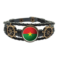 thumbnail image 1 of Burkina Faso bandera nacional Copa del mundo Pulsera marina tejida en cuero, 1 of 4