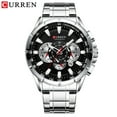 thumbnail image 2 of Reloj Curren/Karien 8363 para hombre, correa de acero de cuarzo, reloj para hombre, calendario deportivo, reloj de comercio exterior, color blanco y negro yeacher estándar, 2 of 2