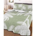 thumbnail image 3 of Quilts Queen Size Bedding Set, Sage Green Palm Trees Lightweight Quilted Comforter, Farmhouse Tropical Summer Beach Soft Reversible Bedspread Coverlet with Pillow Covers for All Season, 90" x 96", 3 of 7