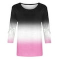thumbnail image 5 of zbxnLI Plus Size Women 3/4 Sleeve Shirts Crew Neck Tops Ladies Business Dressy Blouse Casual Work Spring Clothes, 5 of 6