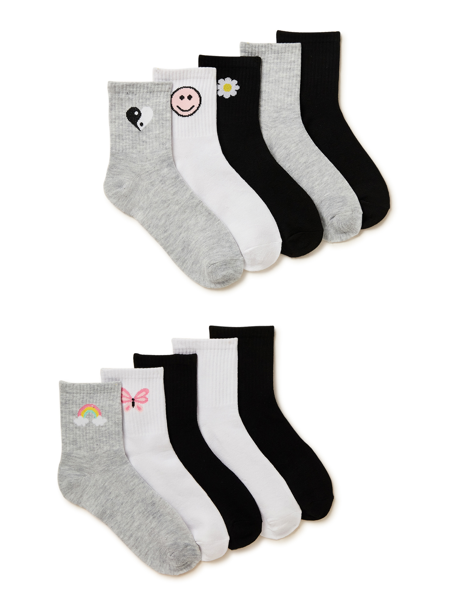 No Boundaries Juniors Graphic Shortie Crew Socks, 10-Pack