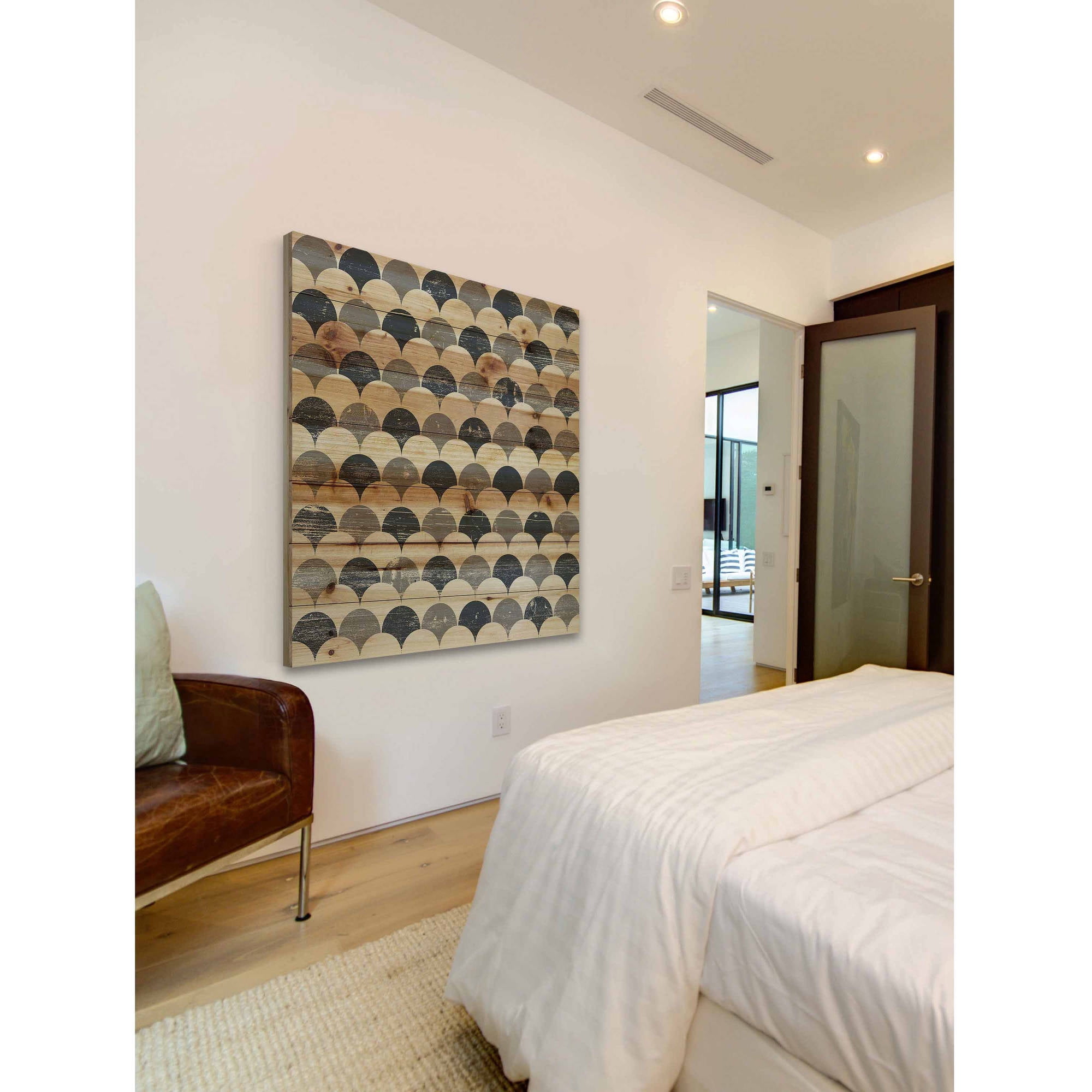 "Bubbles in Rows" Painting Print on Natural Pine Wood