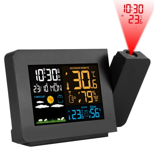 Reloj de temperatura Jadeshay Pronóstico del tiempo Detección de temperatura Reloj de humedad Reloj despertador de proyección