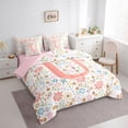 thumbnail image 2 of Catabedysis Multicolor Spring Flower 7-Piece King Bedding,Initial U Pattern King Bed in a Bag,Pink Reversible For Girls, 2 of 7