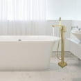 thumbnail image 2 of Single Handle Floor Mounted Freestanding Tub Filler with Handshower Brushed Gold Brushed, 2 of 5
