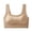 Khaki, variant on Women’s Ribbed Knit Wireless Crop Top Bra, Nylon Spandex Stretch Soft Padded Cups, Wide Shoulder Straps Scoop Neck Light Support Loungewear Yoga Everyday Bralette
