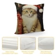 thumbnail image 4 of YINGXI  Hopyeer Merry Christmas Animals Home Sofa Couch Decoration Throw Pillow Covers Vintage Style Xmas Cute Cat in The Santa Hat Pillowcase Cushion Cove(CA-Cat) 24x24in, 4 of 5