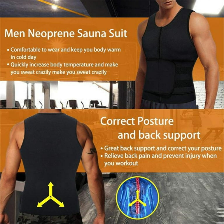 Mens Sweat Vest Waist Trimmer Workout Sauna Top Adjustable Sweat