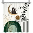 thumbnail image 2 of Mid Century Modern Shower Curtain 72Wx72L Inch Green Boho Abstract Black Cat Minimalist Sun Geometric Gold Leaf Shower Curtain Bathroom Set Aesthetic Bath Curtain Bathtub Accessories Home Decor, 2 of 6