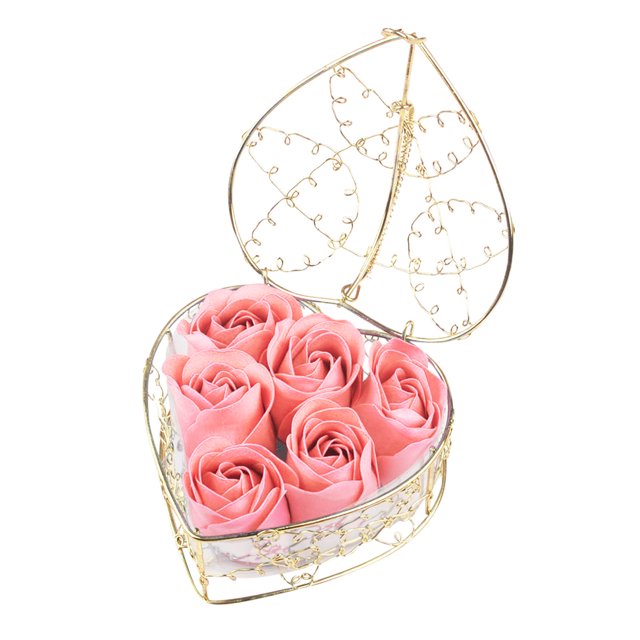 HJQEQVD 6Pcs Mini Soap Rose Flower Heart Shaped Gift Box Valentines Day Decorations Floral Scented Artificial Decorative Soap Roses Petals for Romantic Night Anniversary Wedding Party Supplies