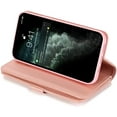 thumbnail image 3 of Wallet Case for iPhone 13 Pro 6.1 inch, Magnetic Handbag Zipper Pocket PU Leather Flip with 9 Card Slots and Wrist Strap Folio TPU Inner Stand Case - Rose Gold, 3 of 14