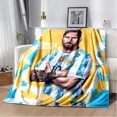 thumbnail image 3 of Manta de franela de fútbol superstar para adultos y niños, manta portátil para decoración de sofá y cama, regalo, l-leo, messi-i, 3 of 5