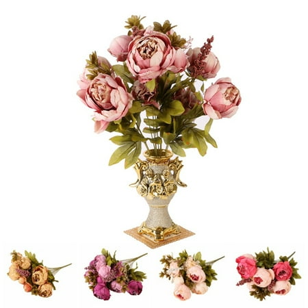 - ENJOY Fake Artificial Silk Flowers European Fall Vivid Peony Leaf Wedding Home Party Decoration
