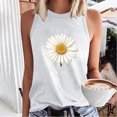 thumbnail image 4 of WREESH Women's Summer Floral Tank Top Crew Neck Sleeveless Design Trendy Graphic Print - Perfect for Warm Days White, 4 of 5