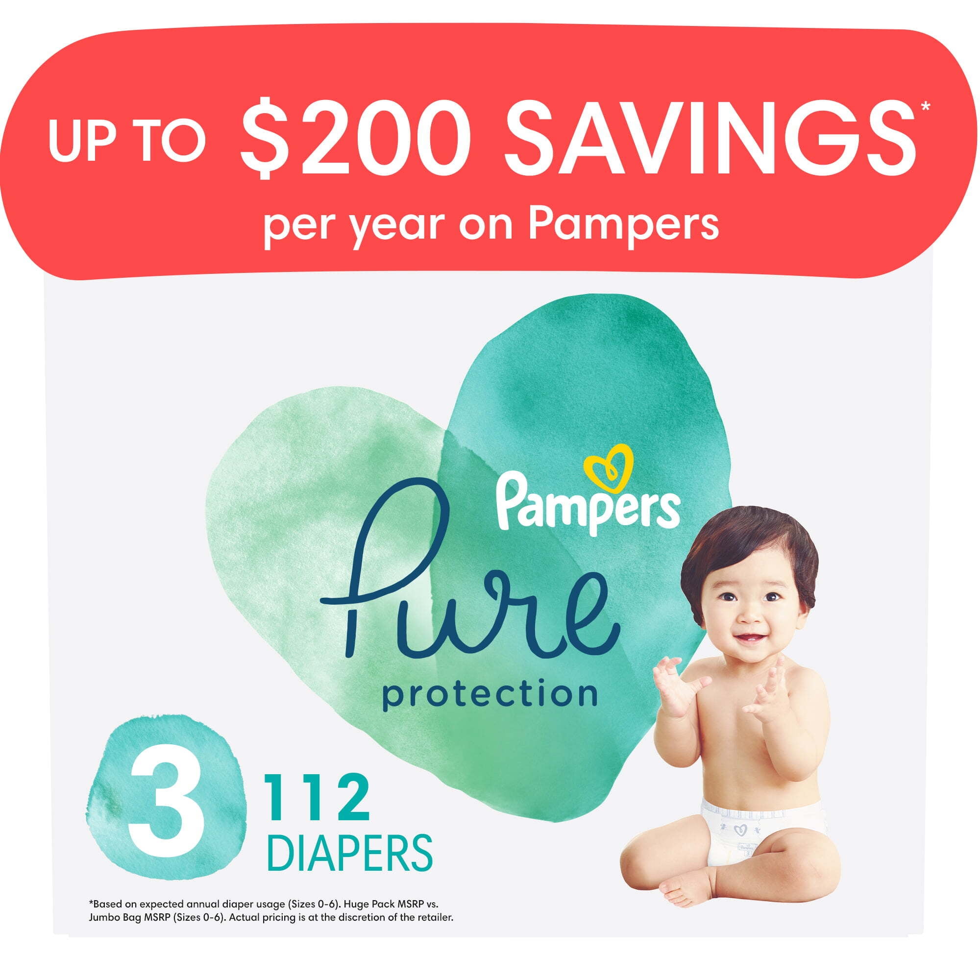 Pampers Pure Protection Size 3 Diapers 124 ct Box 