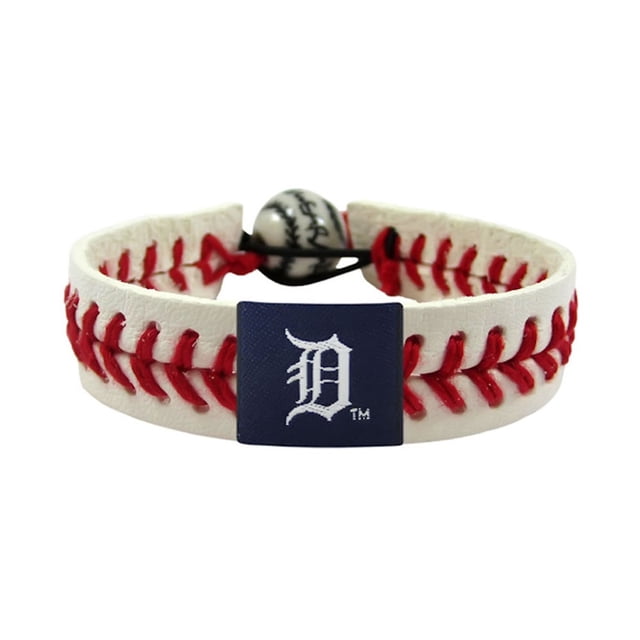 MLB Detroit Tigers Sports Team Logo Classic Gamewear Leather Baseball Bracelet