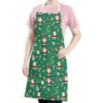 thumbnail image 5 of Green Christmas Santa and Icon Apron-Garden Aprons for Women with Pockets-Cotton Linen Waterproof Kitchen Cooking Gardening Aprons Adjustable for Kitchen,Cooking,BBQ and Salon 32"x27", 5 of 7