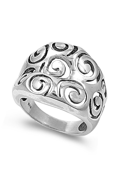 Sterling Silver Question Mark Shape Op Art Ring