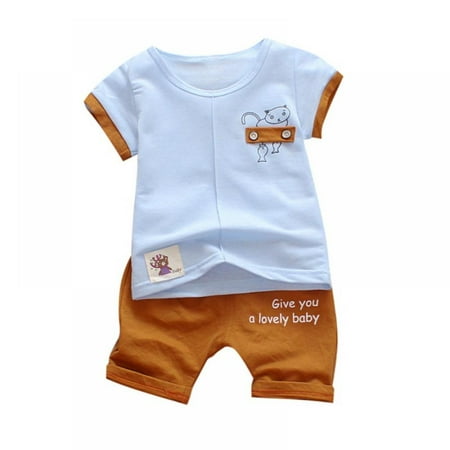 

URMAGIC Baby Boys Summer Clothes Toddler Cartoon Clothing Set Infant Boy Short Sleeve T-Shirt+Shorts Suits 2-3 Years