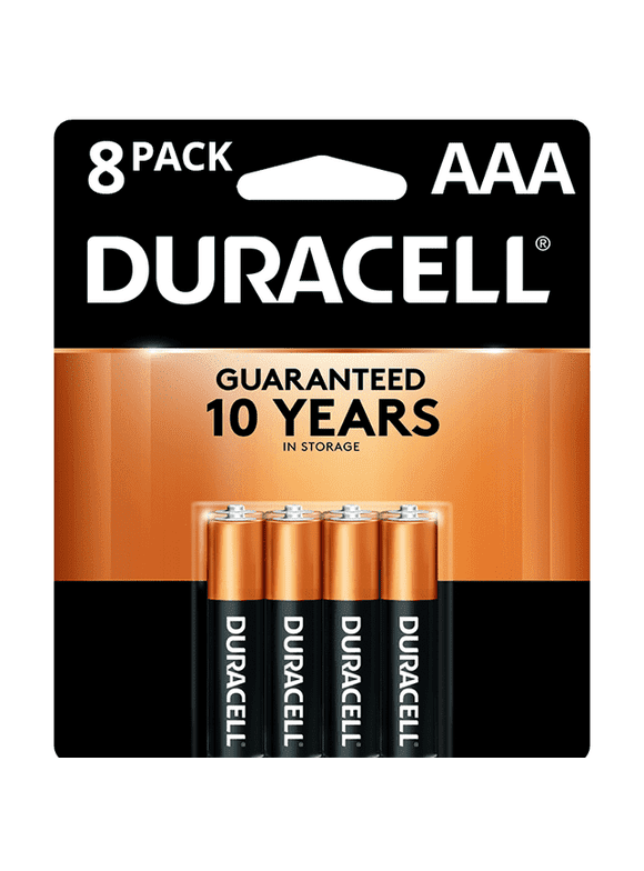 Pack of 2 Duracell 1.5V Alkaline AAA Batteries, 4 Coppertop + 4 Optimum, 8 Pack