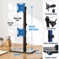 thumbnail image 5 of ﻿ TAVR Furniture Dual Monitor Desk Mount Arm for 17-35 in Screens, Security Lock Freestanding Full-Motion Monitor Mount, 5 of 9