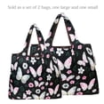 thumbnail image 3 of Wrapables Large & Small Foldable Tote Nylon Reusable Grocery Bags, Set of 2, Midnight Butterfly, 3 of 5