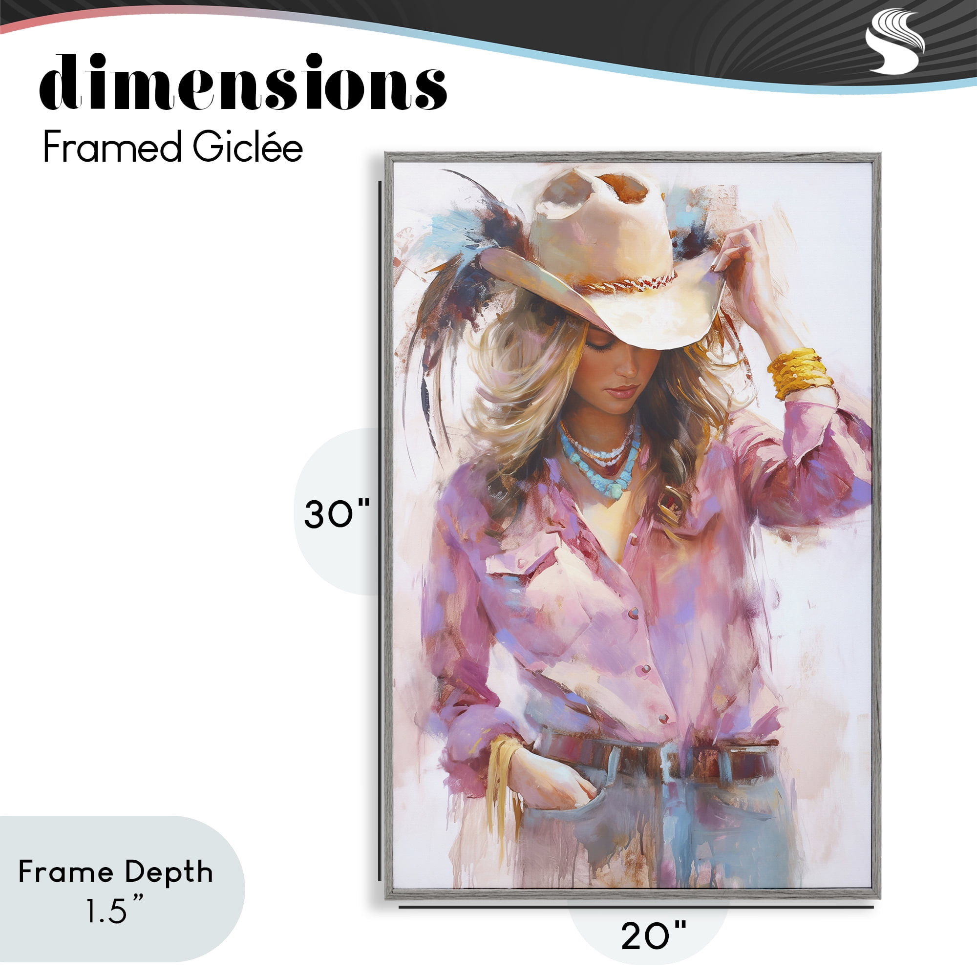 Stupell Industries Cowgirl Hat Reflections Gray Framed Giclee Art, design by Tina LeCour