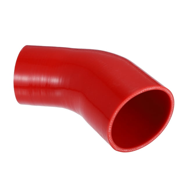 Unique Bargains 1 Set 45 Degree 3.0 Inch to 3.5 Inch ID 4Ply Elbow Reducer Silicone Hose with Clamps Red 76-89mm