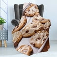 thumbnail image 4 of Cookie Soft Flannel Fleece Throw Blanket, Baked Chocolate Chip Sweets Oven Fresh Homemade Cookingmed Print, Cozy Plush for Indoor and Outdoor Use, 70" x 90", Multicolor, by Ambesonne, 4 of 5