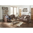thumbnail image 2 of Brown Leather-Air Nailhead Manual Reclining Sofa and Loveseat with Storage Console and USB Port, 2 of 12