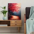 thumbnail image 5 of UXIEQU 12x16 Inch 2D Flat Blooming Red Blossom Tree Wall Art Vibrant Floral Landscape Home Decor, 5 of 8
