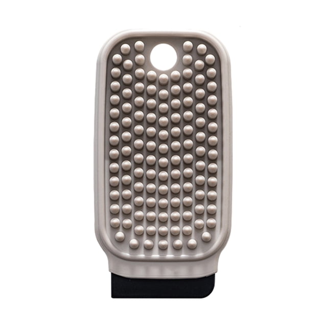 Hioecau Fruit Brush Multi Functional Double-Sided Silicone Kitchen Cleaning Brush with Hanging Loop Scrubber Integrated Scraper