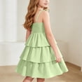 thumbnail image 4 of ITSAME Girls Slip Dresses Tiered Ruffle A-Line Sleeveless Summer Casual Tunic Dress Green Size 9, 4 of 9
