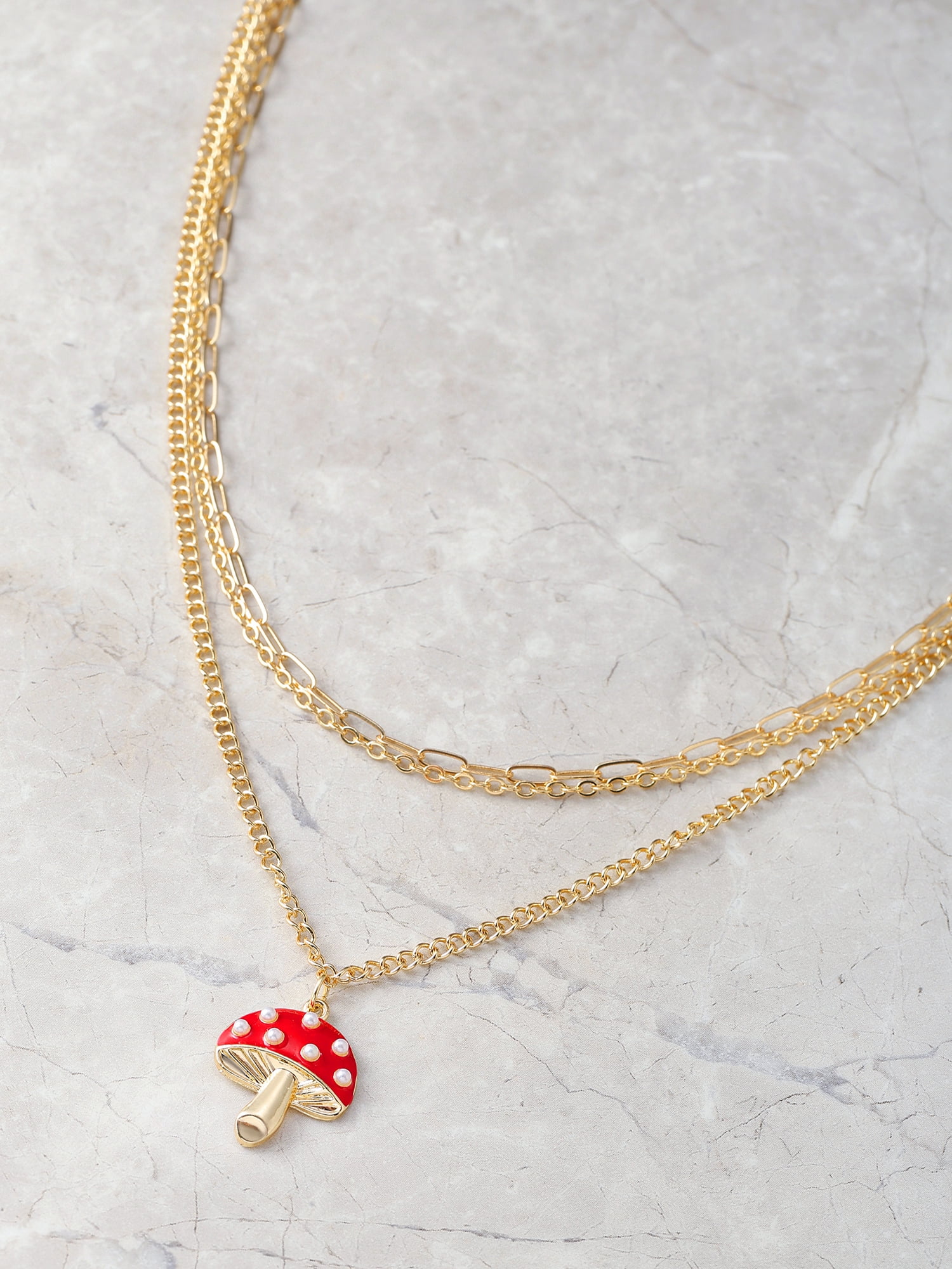 No Boundaries Necklace Trio with Mushroom Pendant, 3 Pieces