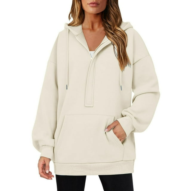 Womens Hoodies Quarter Zip Pullover Oversized Sweatshirts Half Zip Pullover With Pockets Fall Clothes