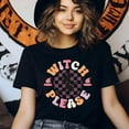 thumbnail image 3 of Women's Graphic T-Shirt Funny Halloween Witch Please Tee Pastel Aesthetic, Gold, Size M, 3 of 6