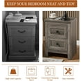 thumbnail image 5 of Merluxy Nightstand Set of 2 with Charging Station, Farmhouse Wood Bedside Table Rustic Grey, 5 of 9