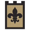thumbnail image 2 of Solid Black Fleur de Lis on Burlap 18 x 13 Rectangular Double Applique Tab Top Small Garden Flag, 2 of 4