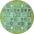 thumbnail image 1 of Ahgly Company Indoor Round Abstract Turquoise Blue Modern Area Rugs, 8' Round, 1 of 4