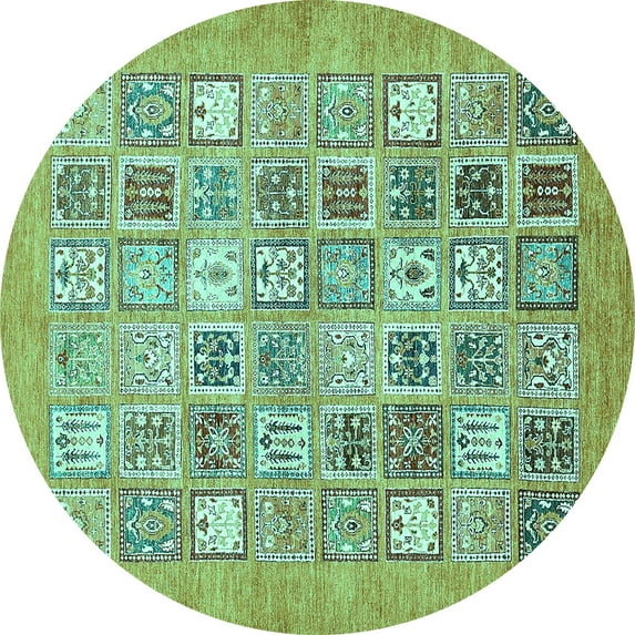 Ahgly Company Indoor Round Abstract Turquoise Blue Modern Area Rugs, 8' Round