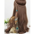 thumbnail image 4 of Teissuly Women Ornaments Bohemian Peacock Feather Hair Hoop Hair Band Headwea, 4 of 8