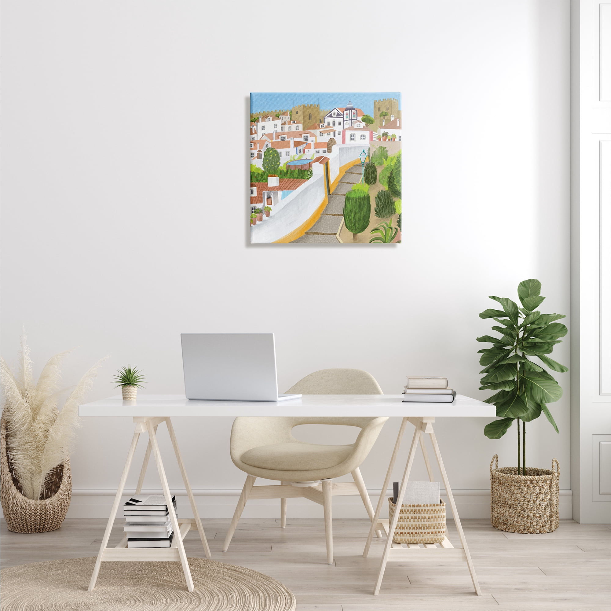 Stupell Industries Portuguese Cityscape Traditional Coastal Architecture Illustration, 24 x 24, Designed by Carla Daly