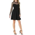 thumbnail image 4 of MODA NOVA Junior's Mesh See Through Heart Polka Sheer Skater Dress M Black, 4 of 5