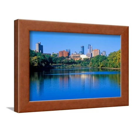 Morning view of Minneapolis skyline from Interstate 94, MN Framed Print Wall