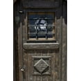 thumbnail image 2 of Young, Bill 23x32 Black Ornate Wood Framed with Double Matting Museum Art Print Titled - Greece, Santorini Wooden pub door, 2 of 4