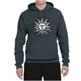 thumbnail image 2 of Wild Bobby Radiating Sun Puff Print Fashion Unisex Hoodie Sweatshirt, Charcoal, Small, 2 of 6