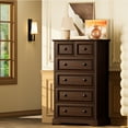 thumbnail image 2 of VVFLU Farmhouse 6 Drawer Dresser, Dressers Chest of Drawer for Bedroom Organizer Storage, 48 Inch Tall Dresser, Wood Dressers Storage Cabinet for Living Room, Entryway, Hallway,Cherry, 2 of 9