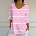 thumbnail image 2 of Ashirexll Tops for Women Trendy, Womens Casual Tops, Casual Print Loose 3/4 Sleeve V Neck Blouse Shirt for Ladies Fashion, 2 of 5